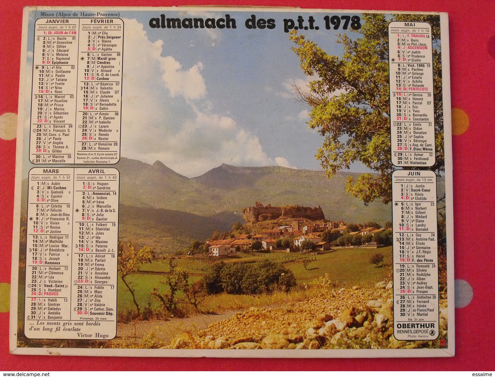 Almanach Des PTT. 1978. Calendrier Poste, Postes Télégraphes. Paysage Maison Ancienne - Big : 1971-80