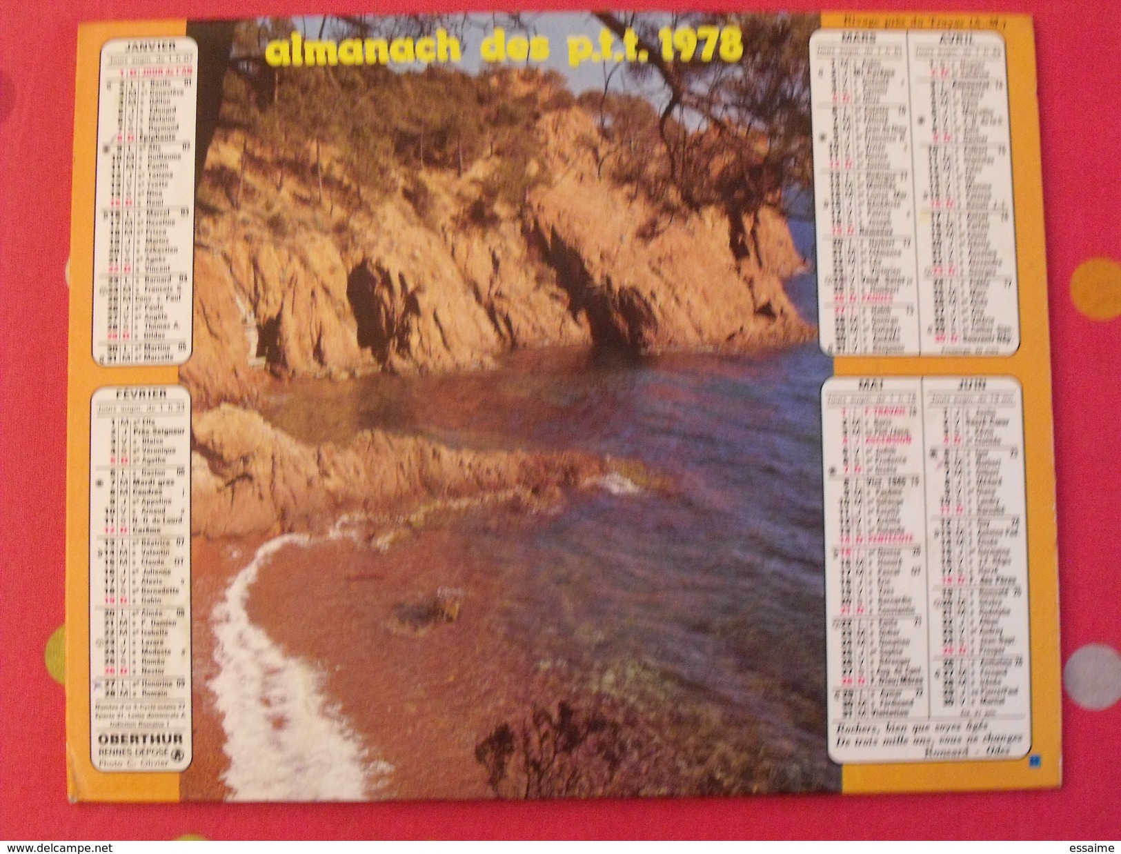 Almanach Des PTT. 1978. Calendrier Poste, Postes Télégraphes. Calanque Château - Grossformat : 1971-80