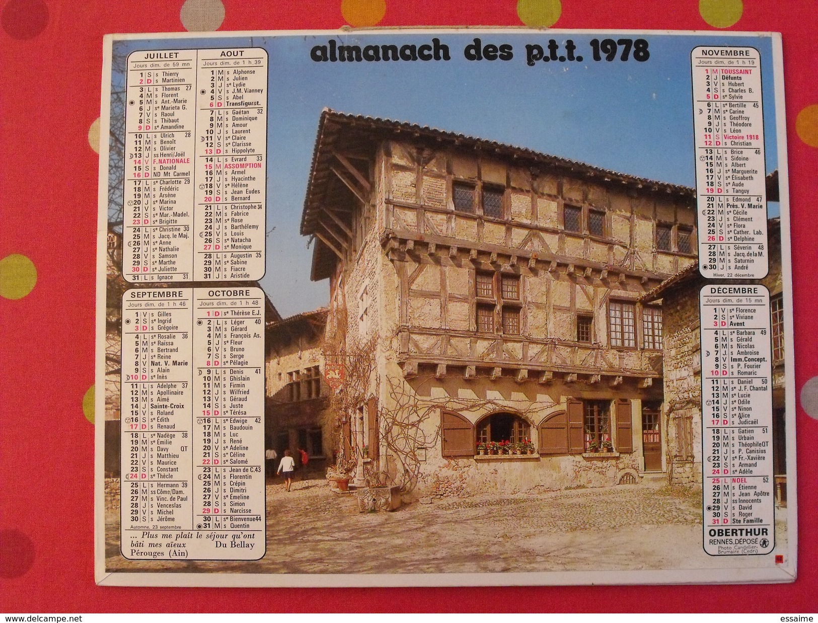 Almanach Des PTT. 1978.  Calendrier Poste, Postes Télégraphes. Mison - Grand Format : 1971-80