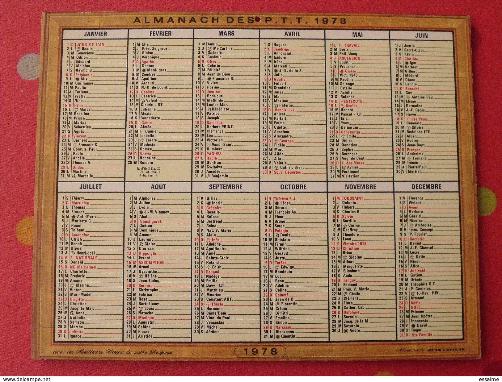 Almanach Des PTT. 1978. . Calendrier Poste, Postes Télégraphes. Pissaro église De Knocke - Tamaño Grande : 1971-80