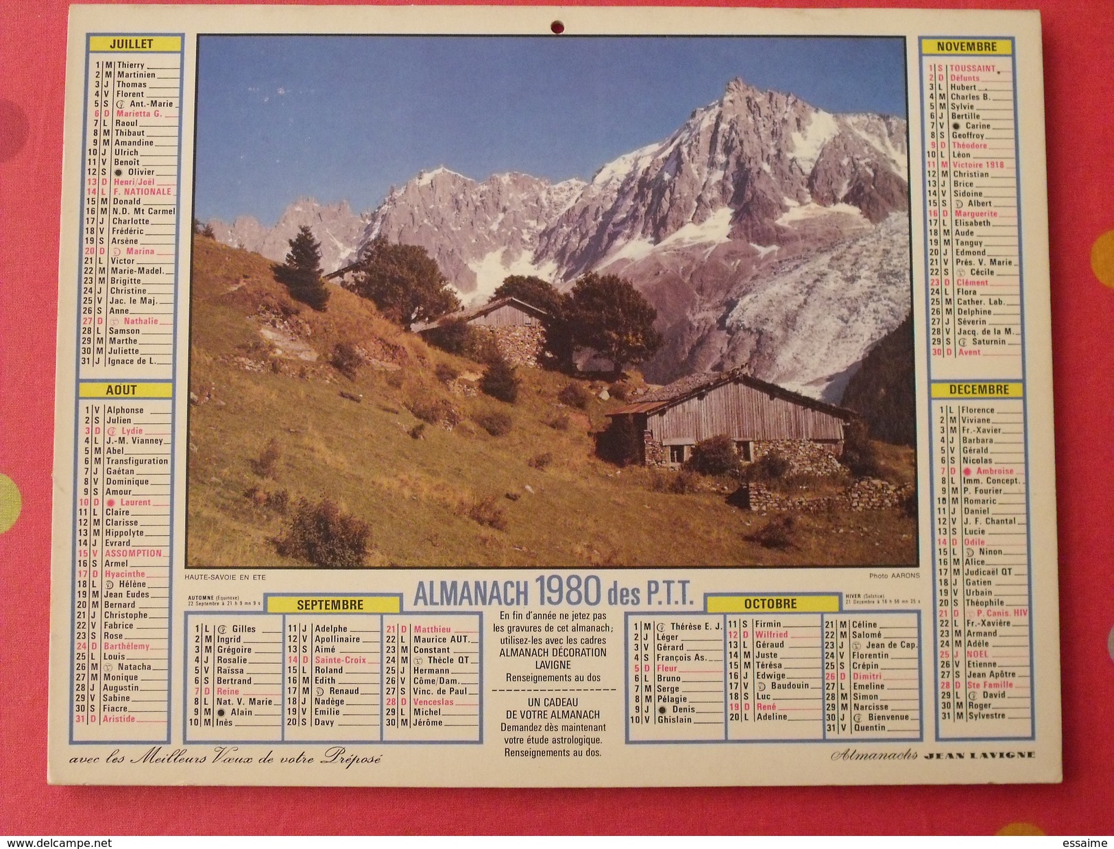 Almanach Des PTT. 1980. Calendrier Poste, Postes Télégraphes. Chalet Savoie Côte De L'esterel - Grossformat : 1971-80