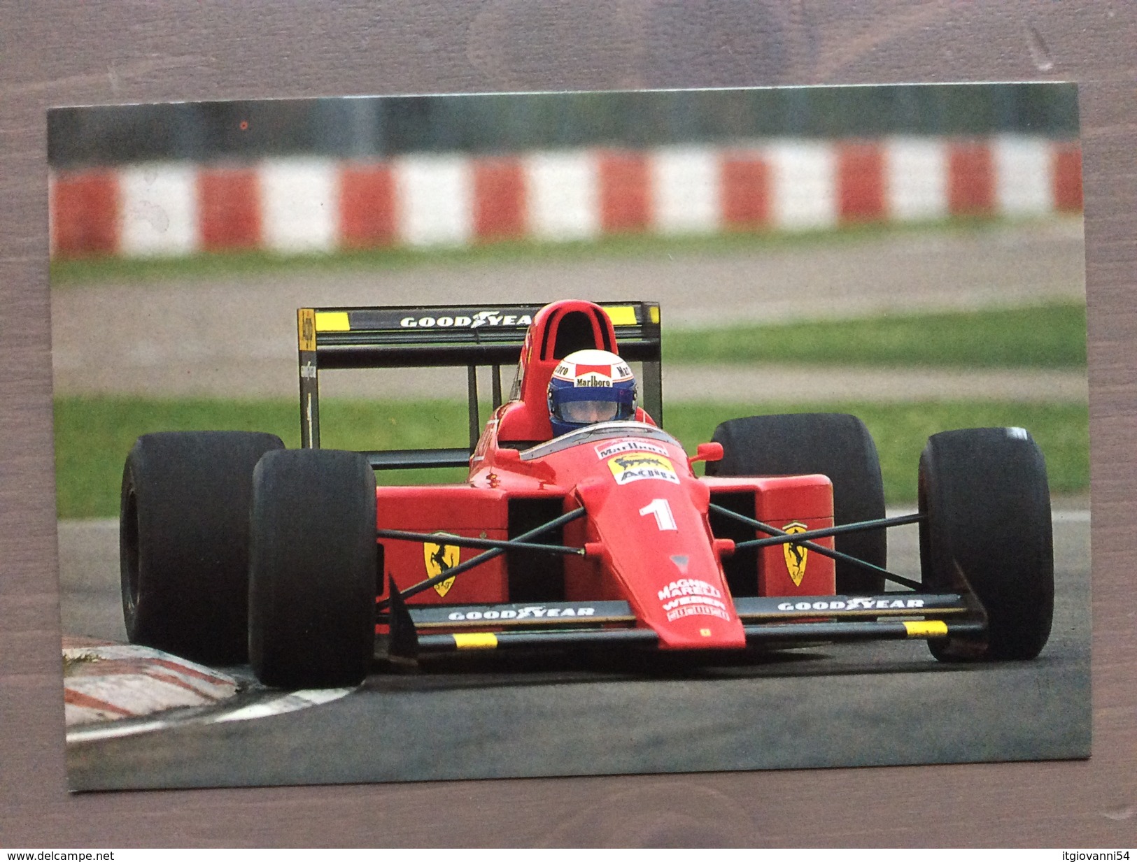 Cartolina A. Prost Ferrari F1 1990 Con Annullo Sul Retro Trofeo Enzo Ferrari Int. Giov. Calcio Maranello 1-4-1991 - Grand Prix / F1