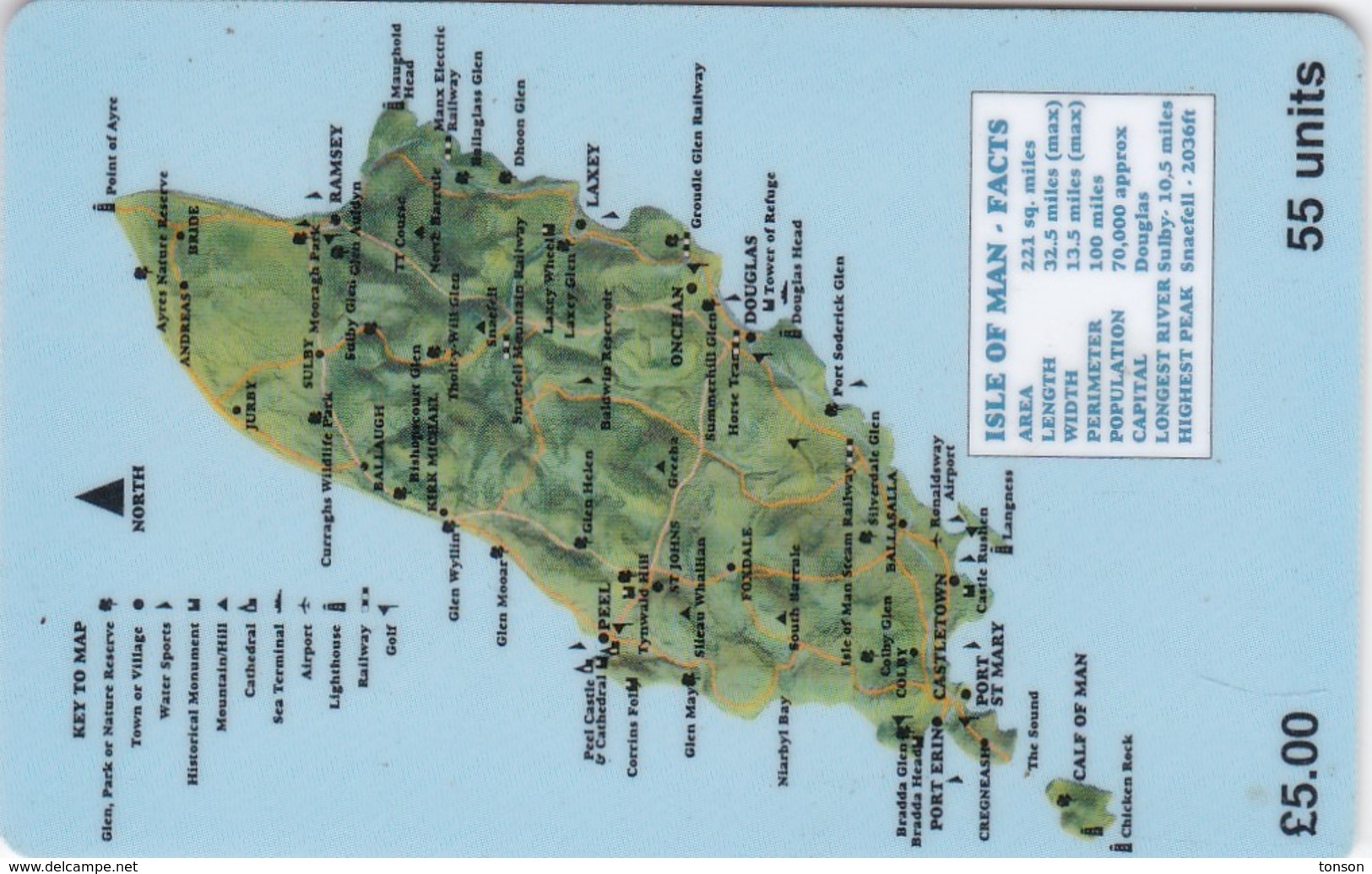 Isle Of Man, MAN 084,  5 £, Map Isle Of Man, 2 Scans. - Man (Isle Of)