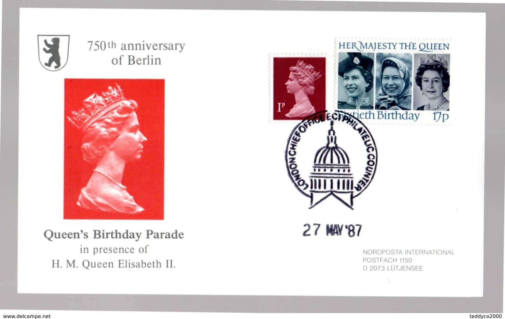 Great Britain  Queen Birthday Parade H.M. Queen Elisabeth II FDC 1987 750th Anniversary Of Berlin - Covers & Documents