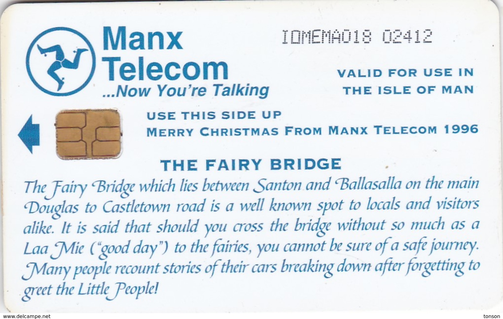 Isle Of Man, MAN 099, Merry Christmas From Manx Telecom 1995, 2 Scans. - Noel