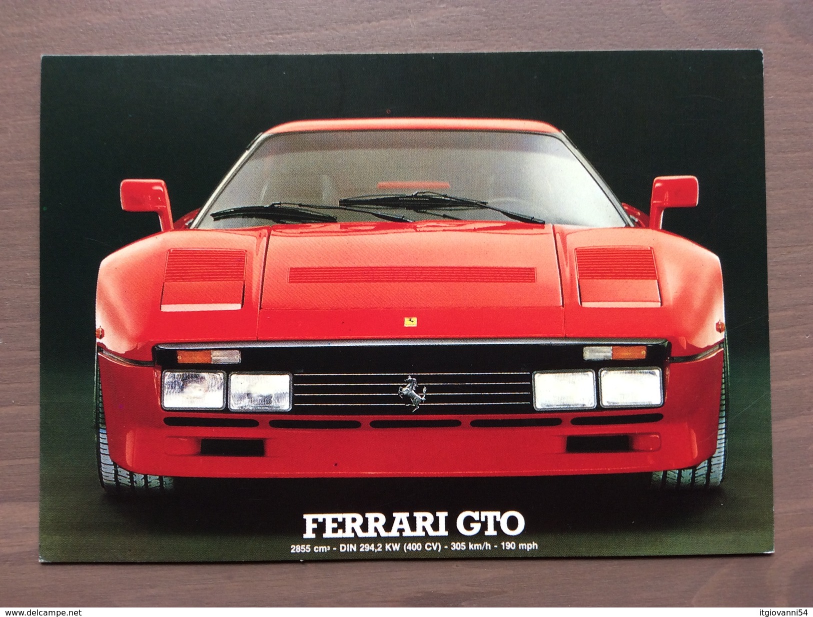 Cartolina Ferrari GTO Con Annullo Sul Retro Trofeo Enzo Ferrari Int. Giov. Calcio Maranello 1-4-1991 - Grand Prix / F1