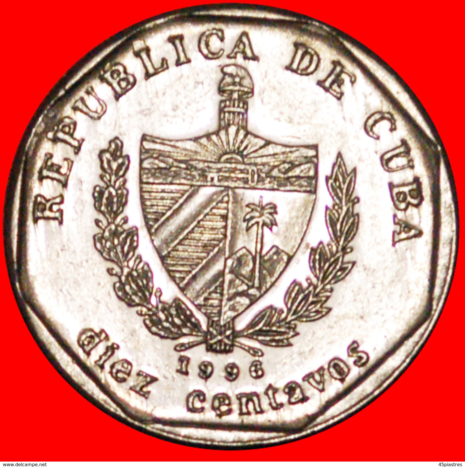 + CASTLE: CUBA &#x2605; 10 CENTAVOS 1996 COIN Alignment &uarr;&darr; CONVERTIBLE PESO! LOW START&#x2605;NO RESERVE! - Cuba
