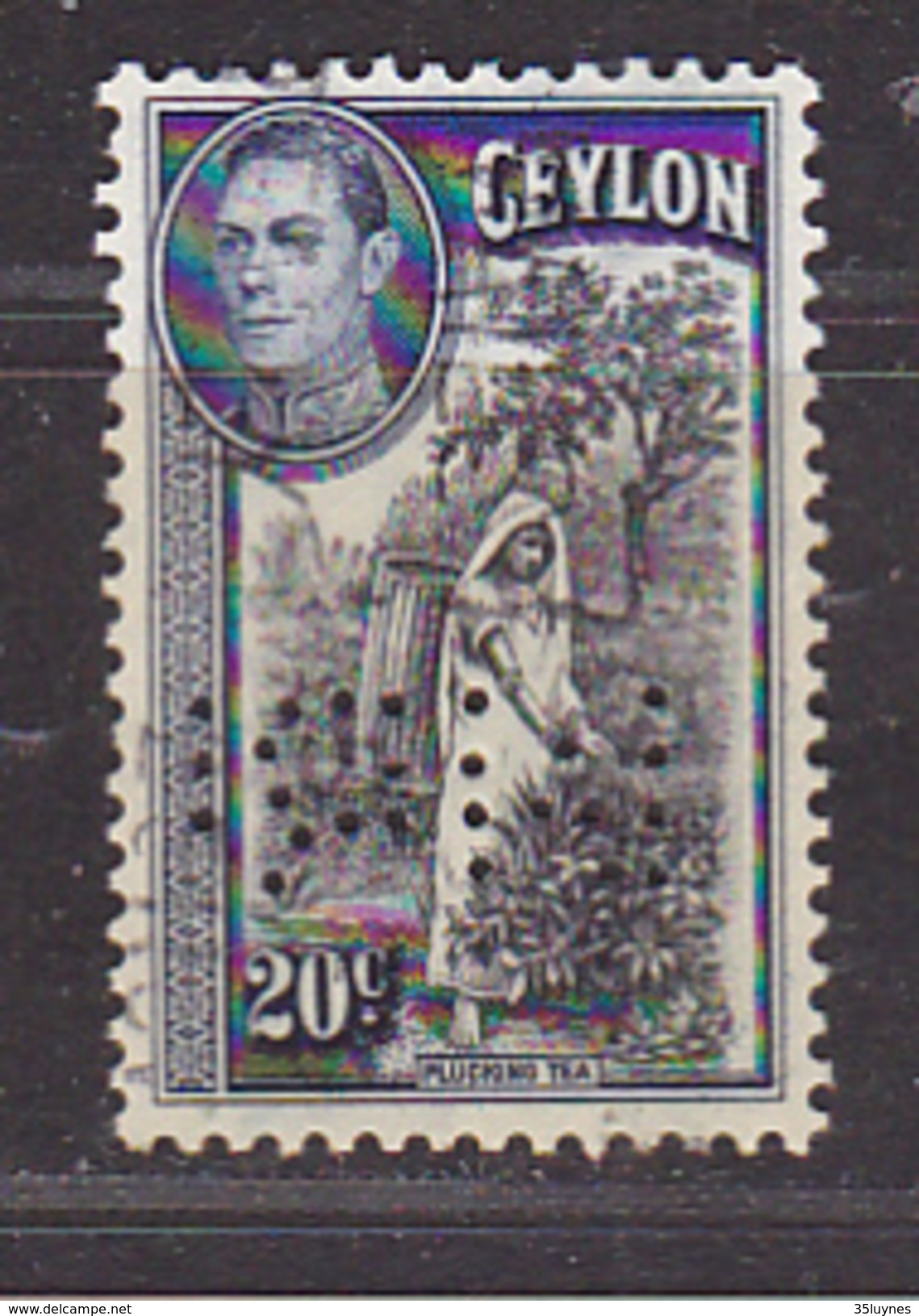 CEYLAN - Perforé-Perfin-Perforés-Perfins -  M  B I    - - Ceylon (...-1947)