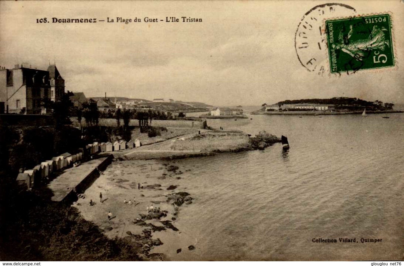 29-DOUARNENEZ..LA PLAGE DU GUET..L'ILE TRISTAN...CPA - Douarnenez