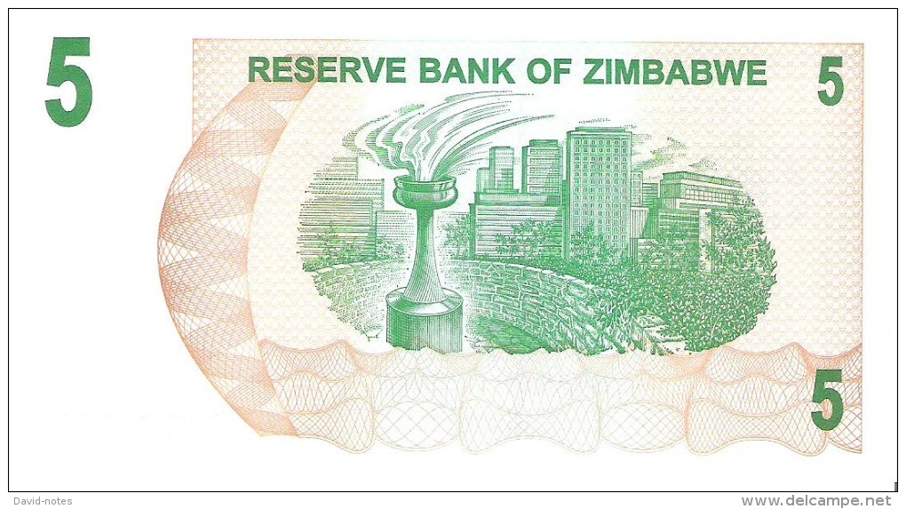 Zimbabwe - Pick 38 - 5 Dollars 2006 - Unc - Zimbabwe