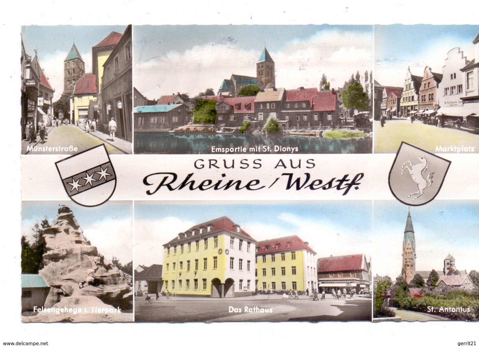 4440 RHEINE, Münsterstrasse, Tierpark, Rathaus........., 1960 - Rheine