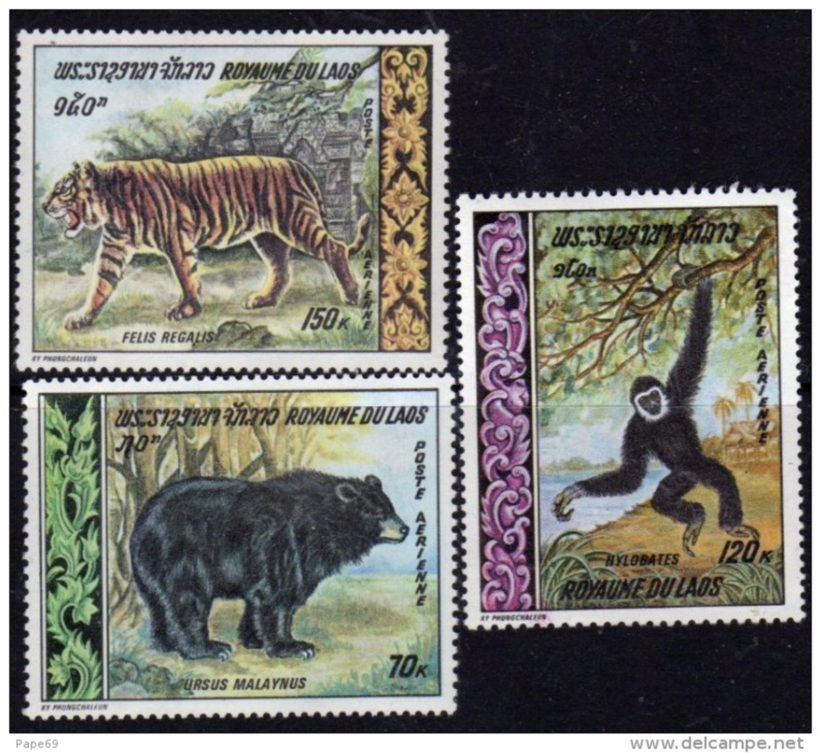 Laos P. A.  N°  59 / 61  X  Animaux Sauvages,  La Série Des 3 Valeurs Trace De Charnière Sinon TB - Laos