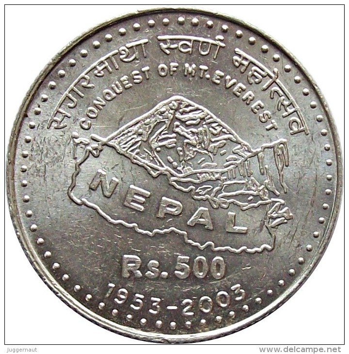 NEPAL RUPEE 500 SILVER COMMEMORATIAVE COIN EVEREST GOLDEN JUBILEE 2003 KM-1163 UNCIRCULATED UNC - Nepal