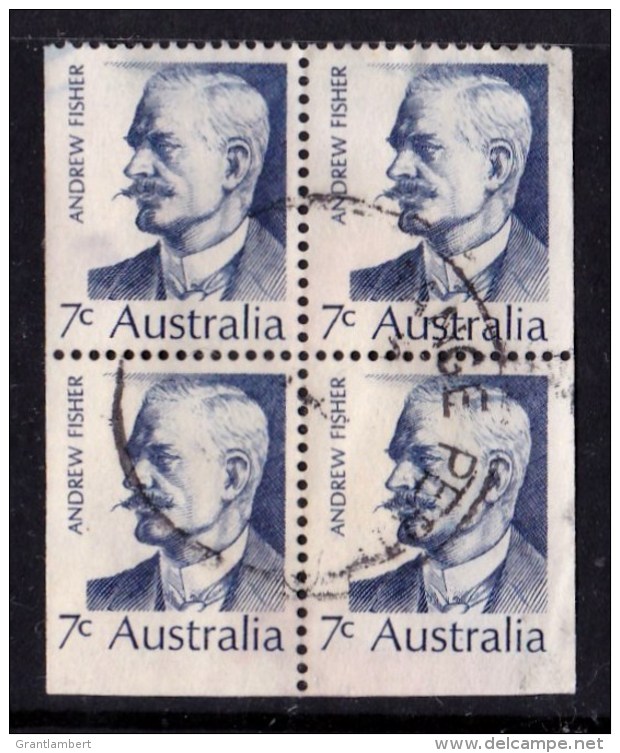 Australia 1972 Prime Ministers 7c Fisher Block Of 4 Used - Used Stamps