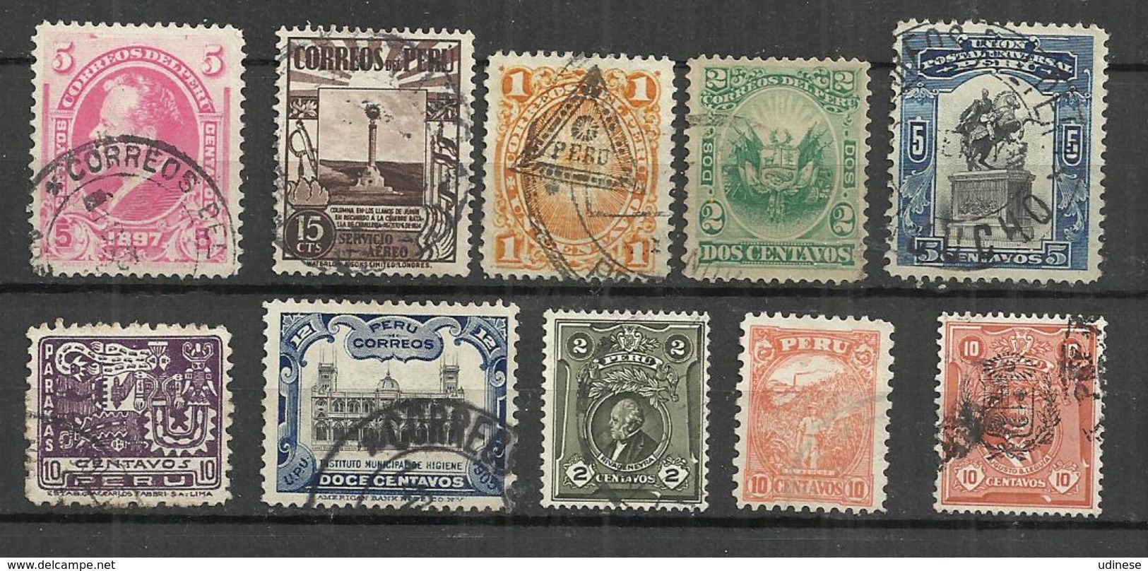 TEN AT A TIME - PERU - LOT OF 10 DIFFERENT 11 - USED OBLITERE GESTEMPELT USADO - Peru