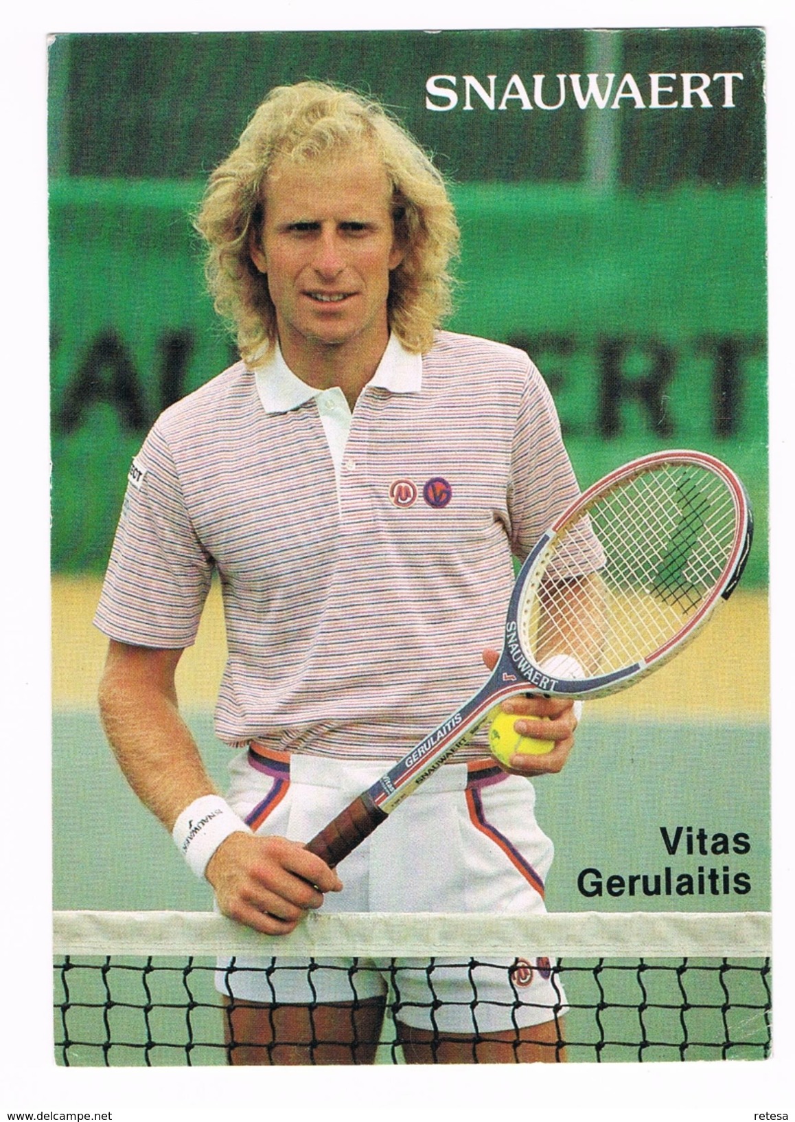 POSTKAART VITAS GERULAITIS TENNIS 1980 GESTORVEN 1994 - Sportifs