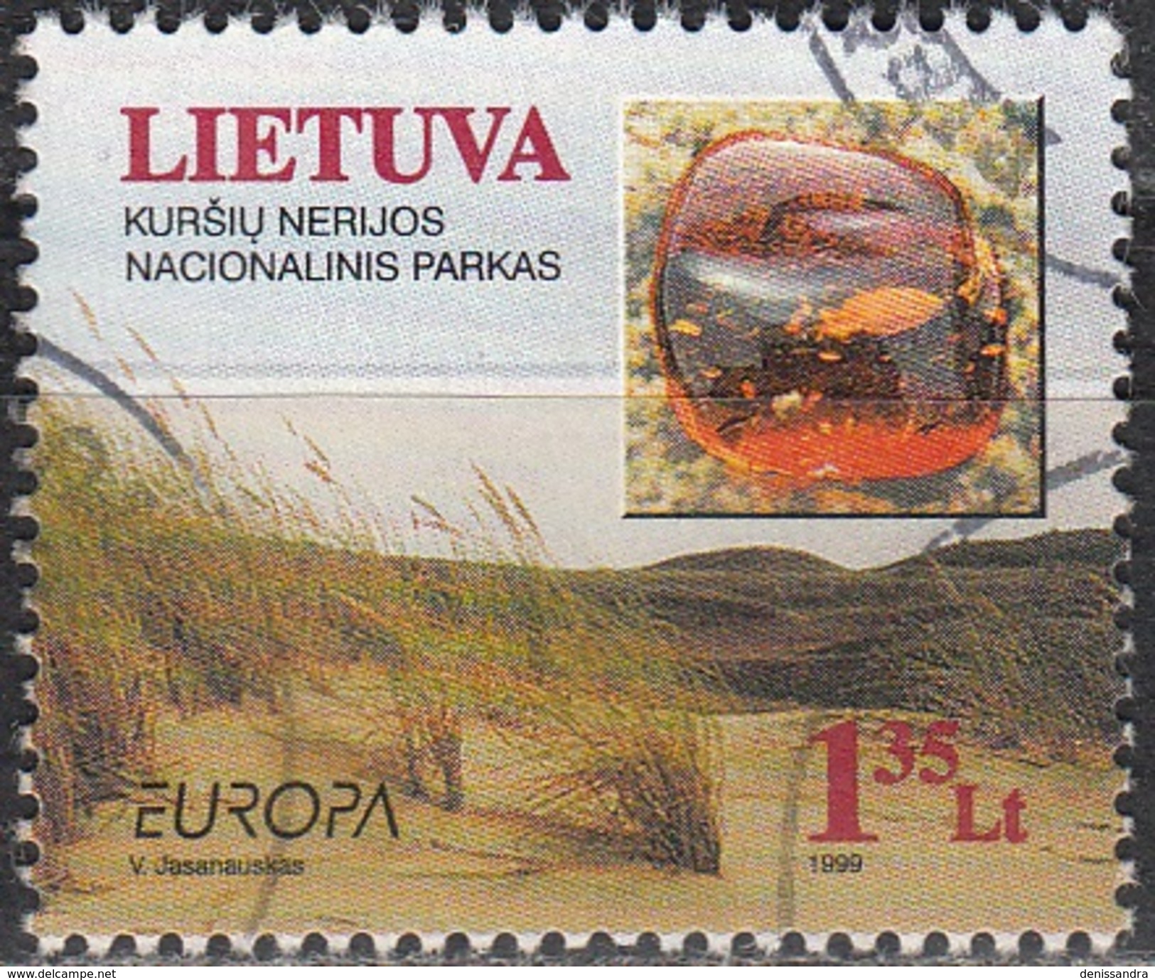 Lietuva 1999 Michel 694 O Cote (2013) 1.30 Euro Europa CEPT Réserve Naturelle Isthme De Courlande Cachet Rond - Lituanie