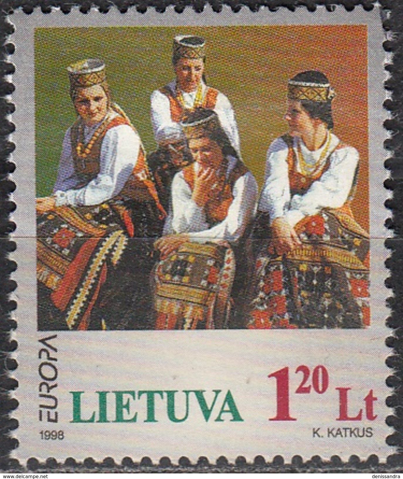 Lietuva 1998 Michel 664 O Cote (2013) 2.00 Euro Europa CEPT Costumes Traditionnels Cachet Rond - Lituanie