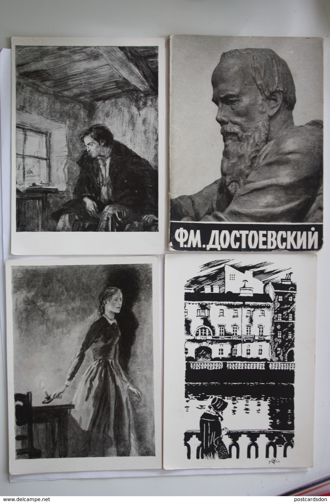 Writer In Art - Big Lot  - 10 PCs -  Dostoevsky - OLD Soviet POSTCARD  -1960 - Writers