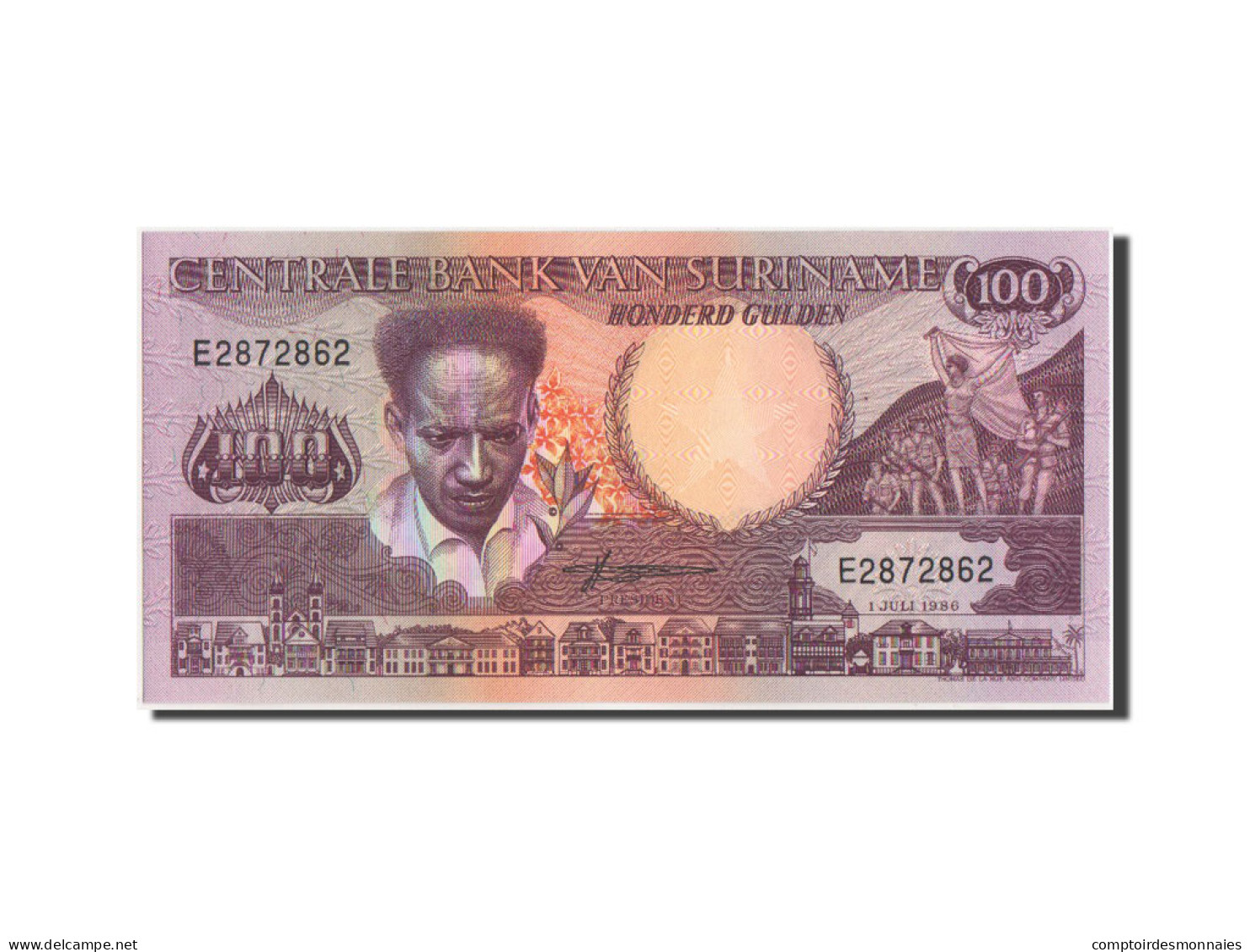 Billet, Surinam, 100 Gulden, 1986, 1.7.1986, KM:133a, NEUF - Surinam