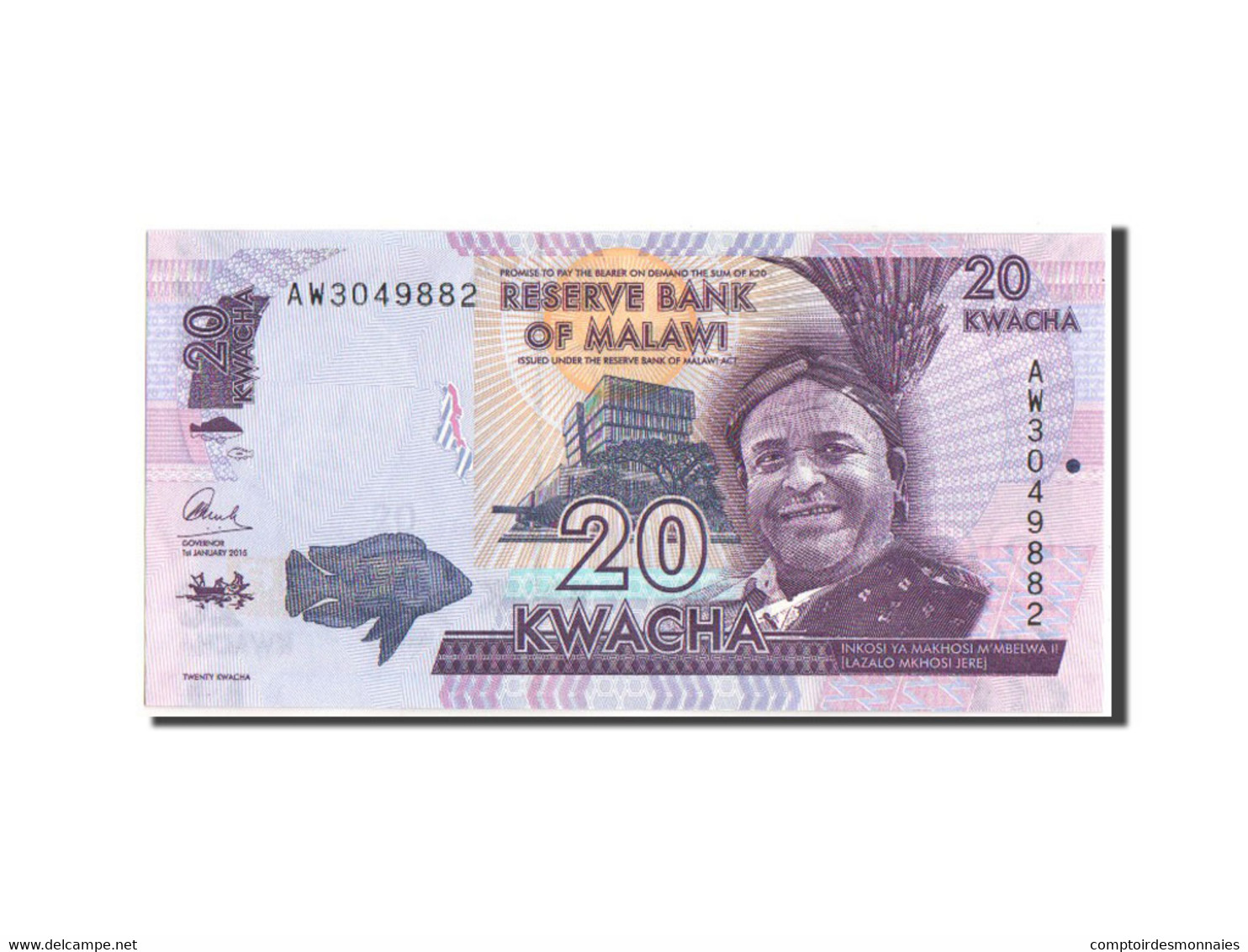 Billet, Malawi, 20 Kwacha, 2015, KM:New, NEUF - Malawi