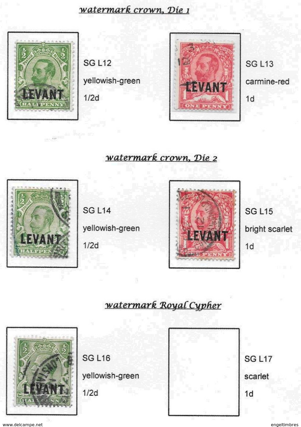 British LEVANT - 1911 /13  George 5th  Overprinted  "LEVANT" SGL12- L16 (5) - USED - Brits-Levant