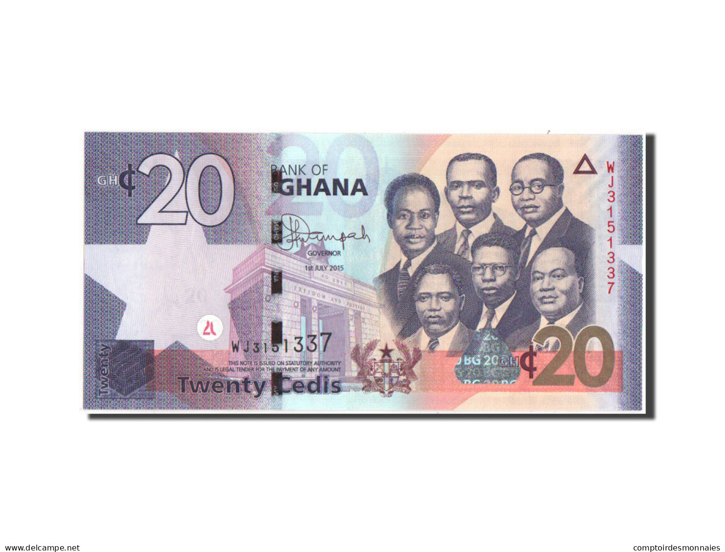 Billet, Ghana, 20 Cedis, 2015, 1.7.2015, KM:40, NEUF - Ghana