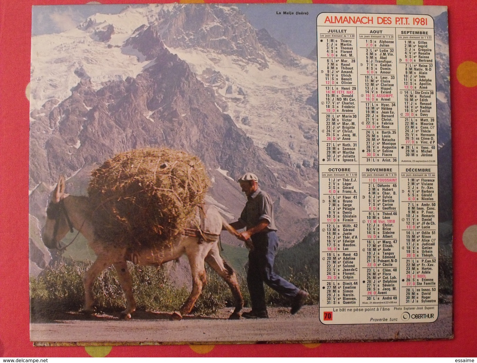 Almanach Des PTT. 1981. Mayenne Laval. Calendrier Poste, Postes Télégraphes. Meije Vallée De La Clarée - Big : 1971-80