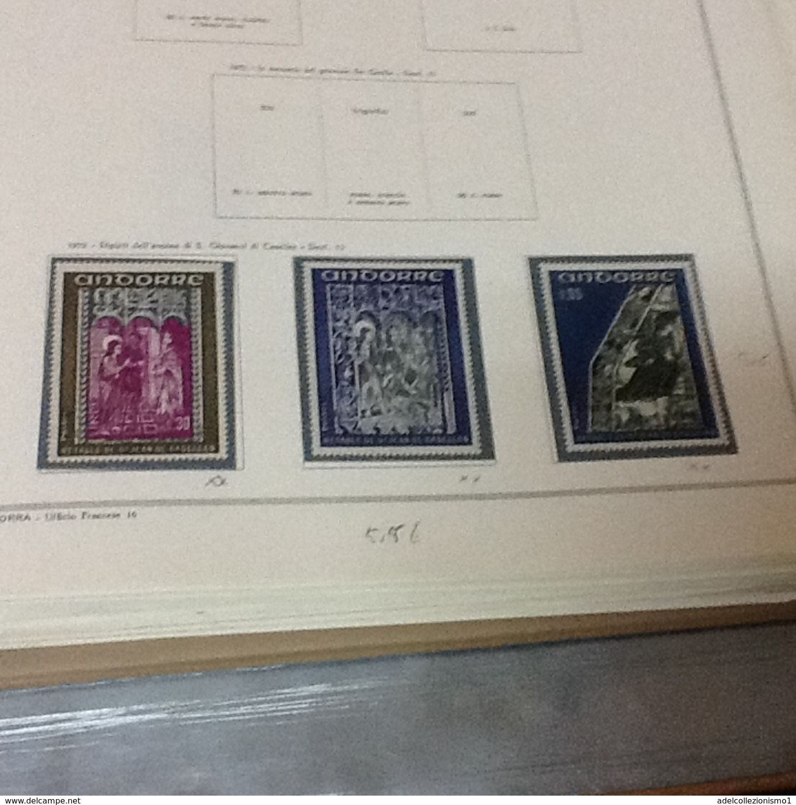 lotto 2) andorra francese francobolli nuovi e usati su pagine marini dal 1931 al 1977 cat 560 &euro; compresa aerea e se