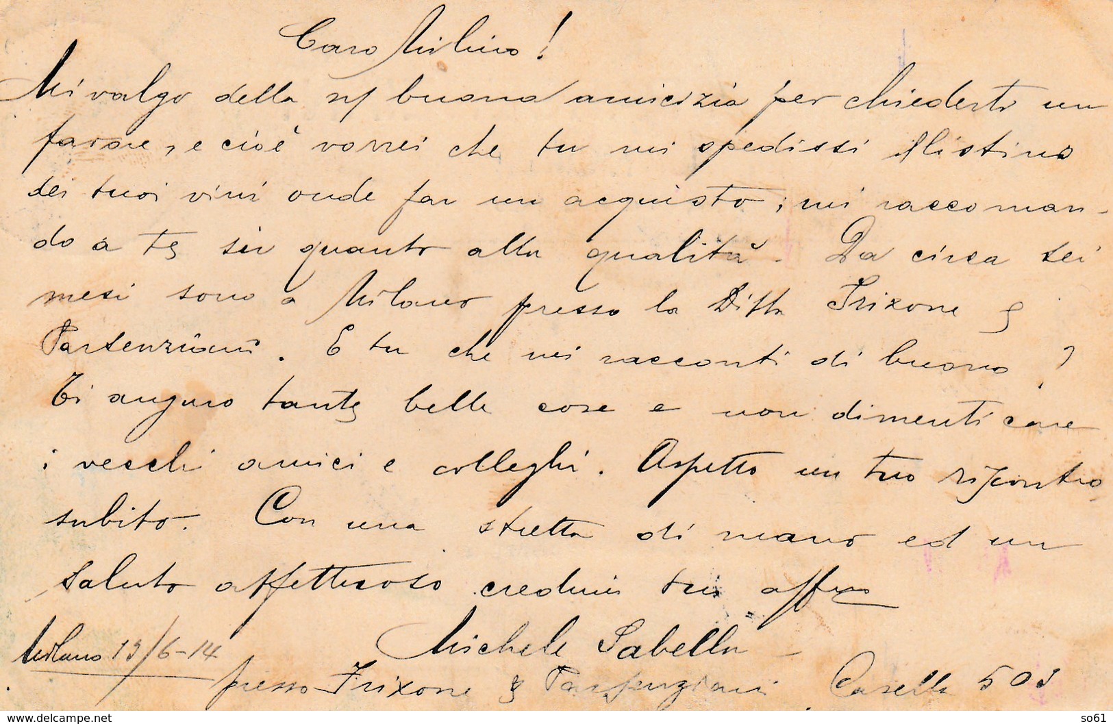 5750.   Frixone & Parsenziani - Milano - Commerciale - 1916 Per Marsala - Altri & Non Classificati