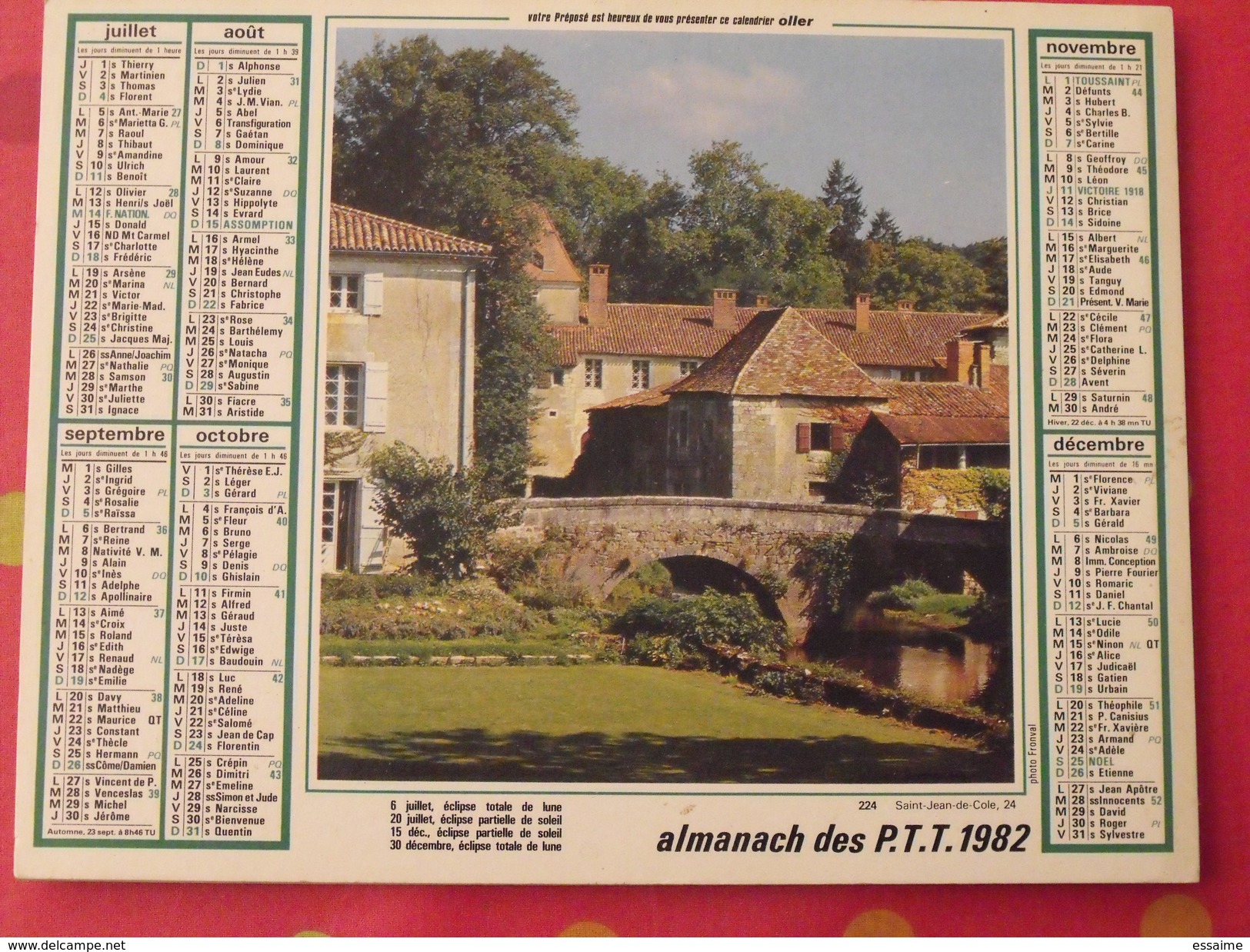 Almanach Des PTT. 1982. Mayenne Laval. Calendrier Poste, Postes Télégraphes. Ajaccio St Jean De Cole - Grand Format : 1971-80