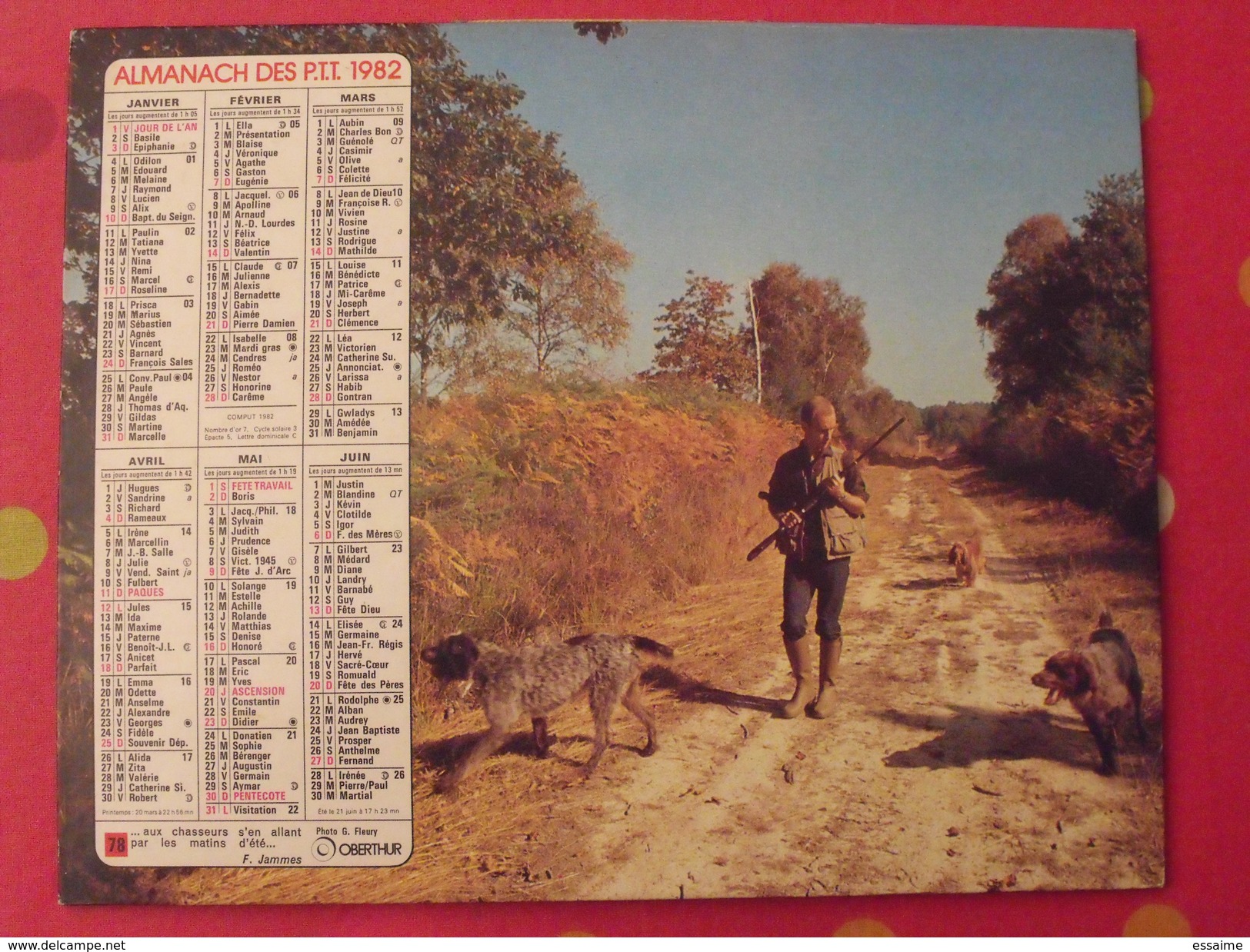 Almanach Des PTT. 1982. Mayenne Laval. Calendrier Poste, Postes Télégraphes. Chasse Chien - Formato Grande : 1971-80