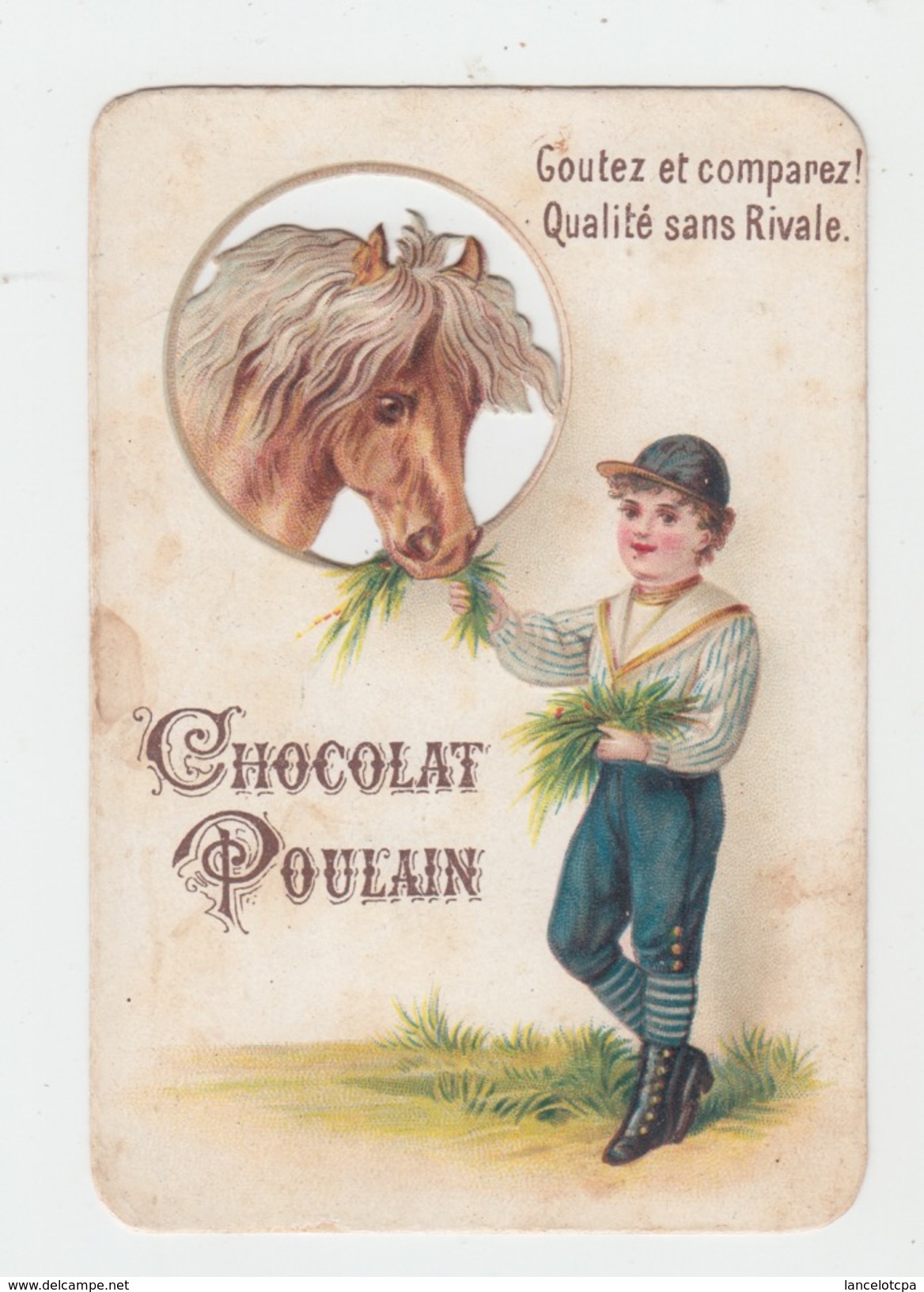 CHROMO CHOCOLAT POULAIN / LE SOIN DU CHEVAL A L'ECURIE - Poulain