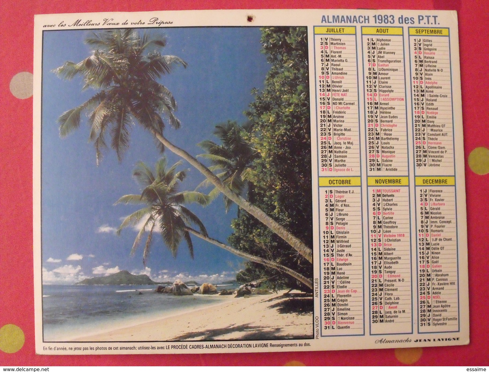 Almanach Des PTT. 1983. Mayenne Laval. Calendrier Poste, Postes Télégraphes. Antilles Ste Marine Finistère - Grossformat : 1971-80