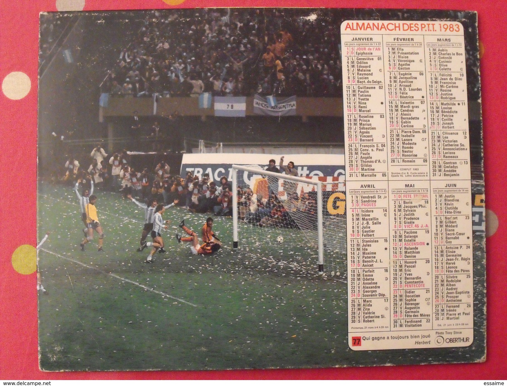 Almanach Des PTT. 1983. Mayenne Laval. Calendrier Poste, Postes Télégraphes. Rugby Football - Grand Format : 1971-80