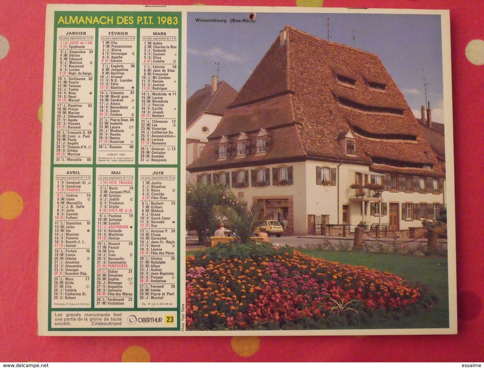 Almanach Des PTT. 1983. Mayenne Laval. Calendrier Poste, Postes Télégraphes. Wissembourg - Grand Format : 1971-80