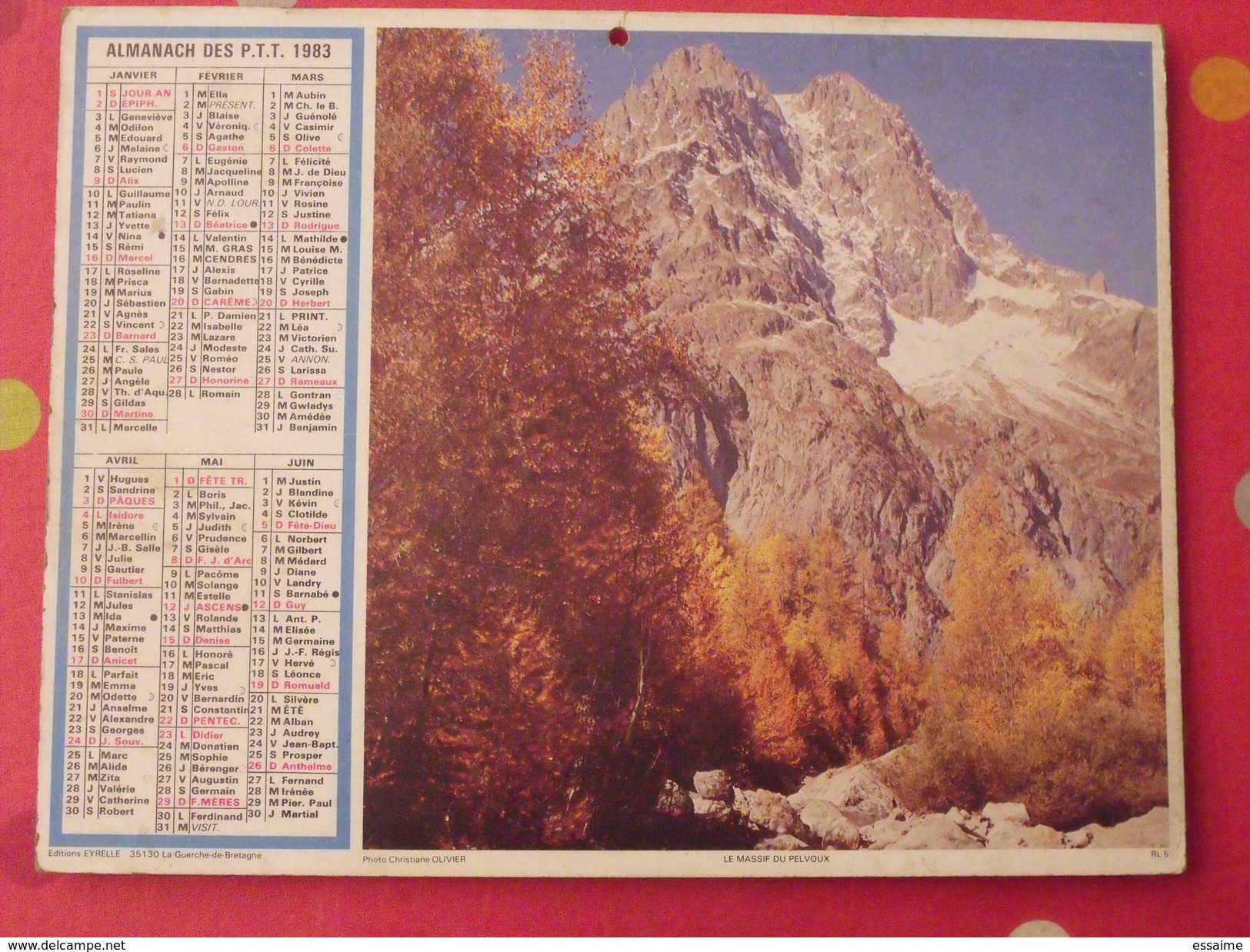 Almanach Des PTT. 1983. Mayenne Laval. Calendrier Poste, Postes Télégraphes. Pelvoux Croisic - Big : 1981-90