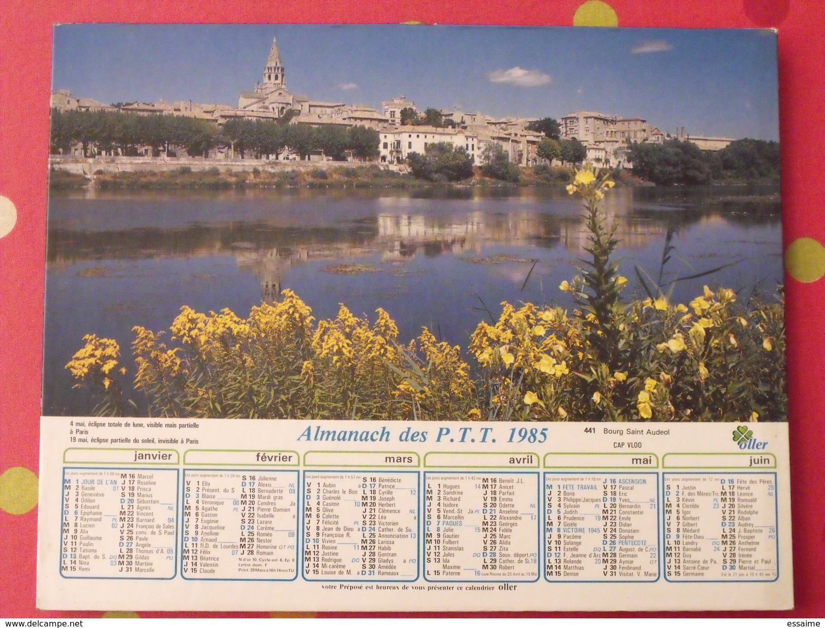 Almanach Des PTT. 1984. Mayenne Laval. Calendrier Poste, Postes Télégraphes. Ingrandes Bourg Saint Andéol - Grand Format : 1981-90