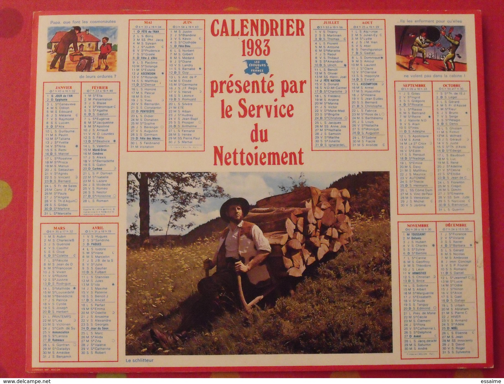 1983. Calendriers éboueurs. Service Du Nettoiement. Le Schlitteur - Big : 1981-90