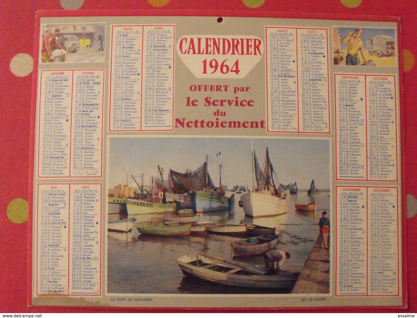 1964. Calendriers éboueurs. Service Du Nettoiement. Le Port De Guilvinec - Grand Format : 1981-90