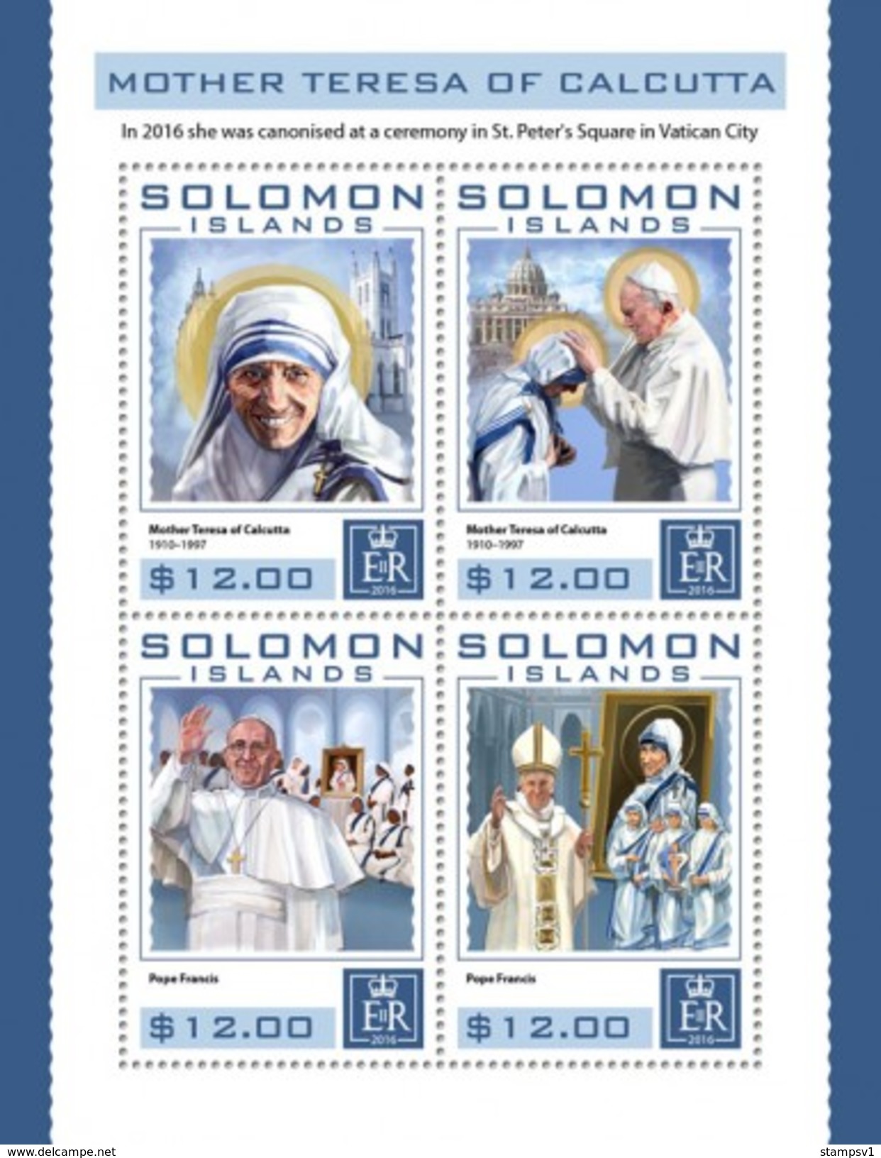 Solomon Islands. 2016 Mother Teresa. (408a) - Mère Teresa