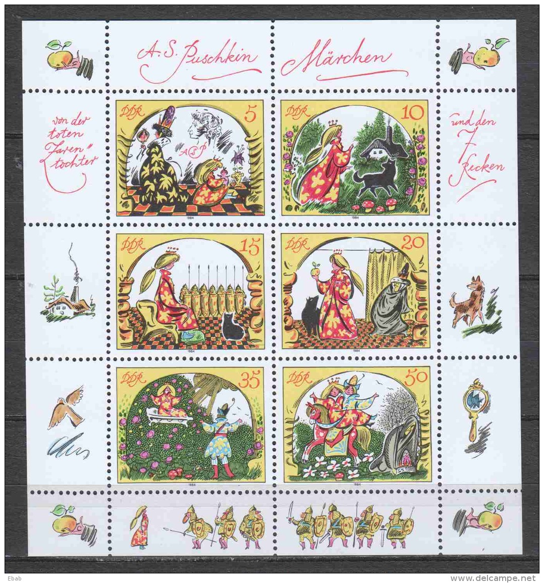 Germany DDR 1984 Kleinbogen Mi 2914-2919 MNH PUSHKIN - FAIRY TALES - Neufs