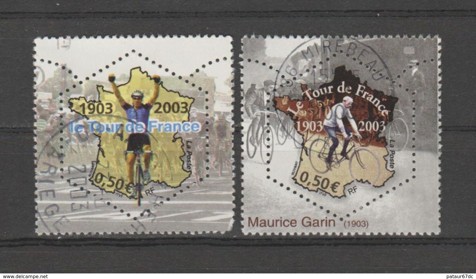 FRANCE / 2003 / Y&T N° 3582/3583 : Centenaire Du Tour De France (2 TP) - Oblitérés 2003. SUPERBE ! - Gebraucht