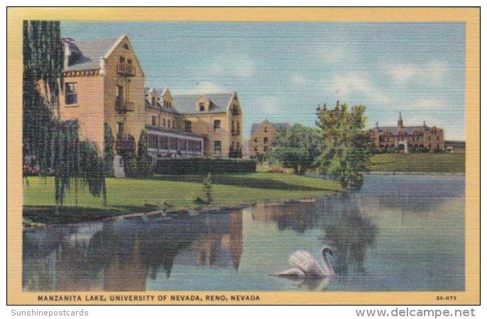 Nevada Reno Manzanite Lake University Of Nevada 1945 Curteich - Reno