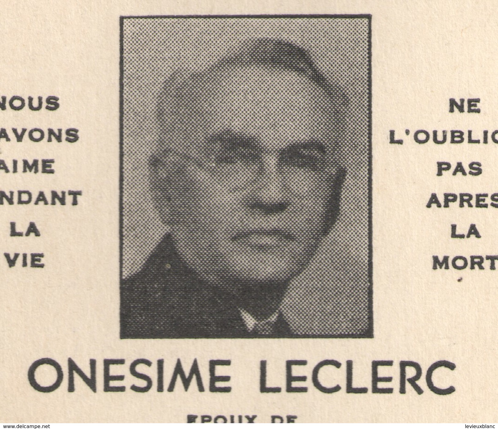 Image Pieuse/mortuaire/USA/à La Douce Mémoire D'Onèsime LECLERC Décédé à Salem Mass. Le 22 Juillet 1952   FPD81 - Santini