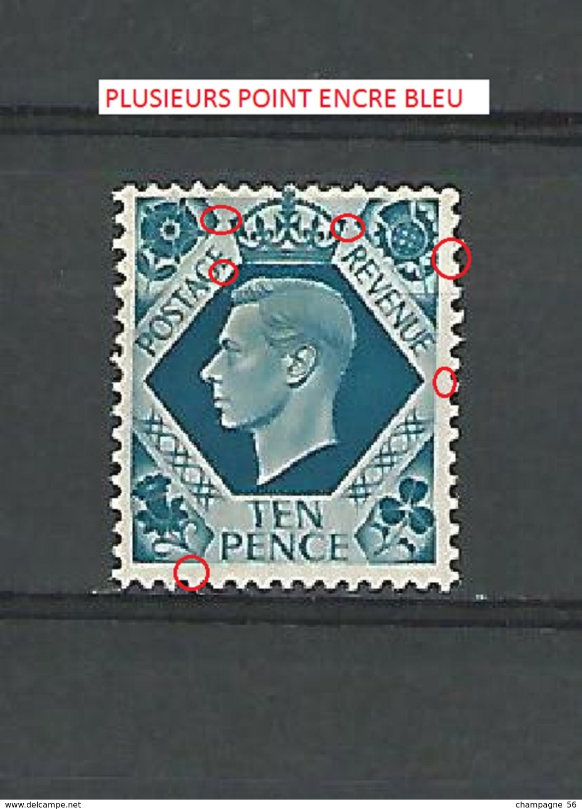 * 1937 - 47  N° 221 BLEU 10 D  GEORGES VI Neuf ** Gomme YVERT TELLIER 5.50 € - Errors, Freaks & Oddities (EFOs