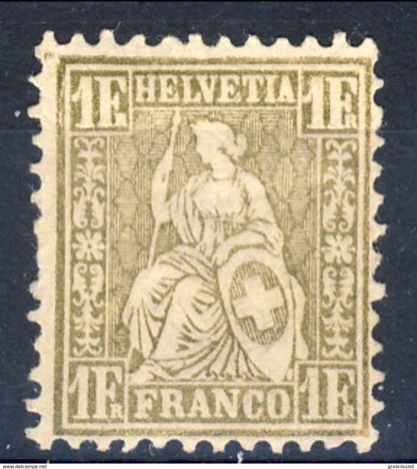 Svizzera 1862 N. 41 F. 1 Oro MH Cat. &euro; 28 - Neufs