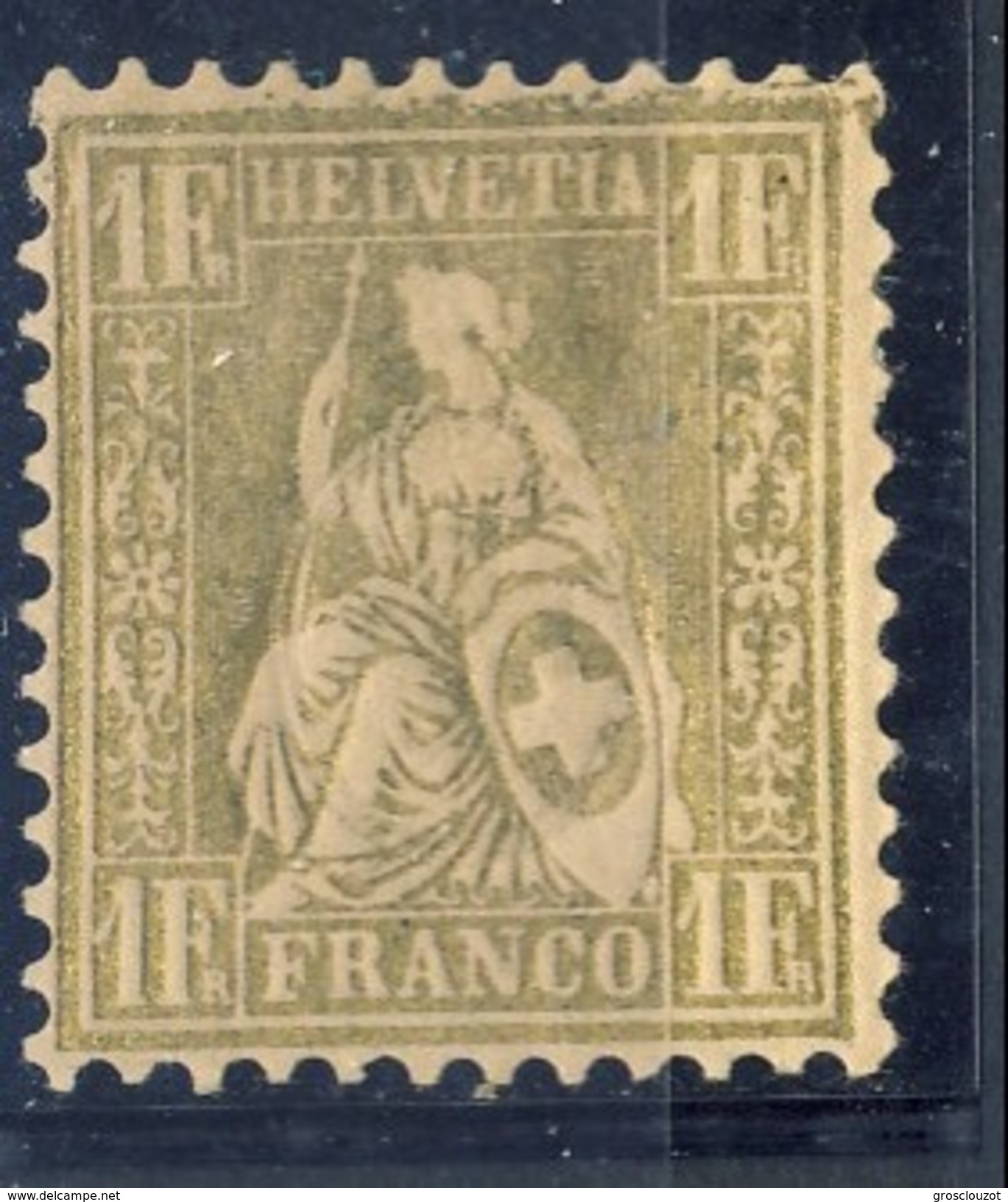 Svizzera 1862 N. 41a F. 1 Bronzo Giallastro MH Cat. &euro; 2000 Qualità AAA Super (SBK N. 36B) - Neufs