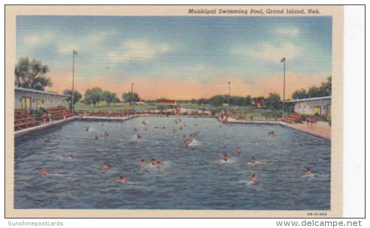 Nebraska Grand Island Municipal Swimming Pool Curteich - Grand Island