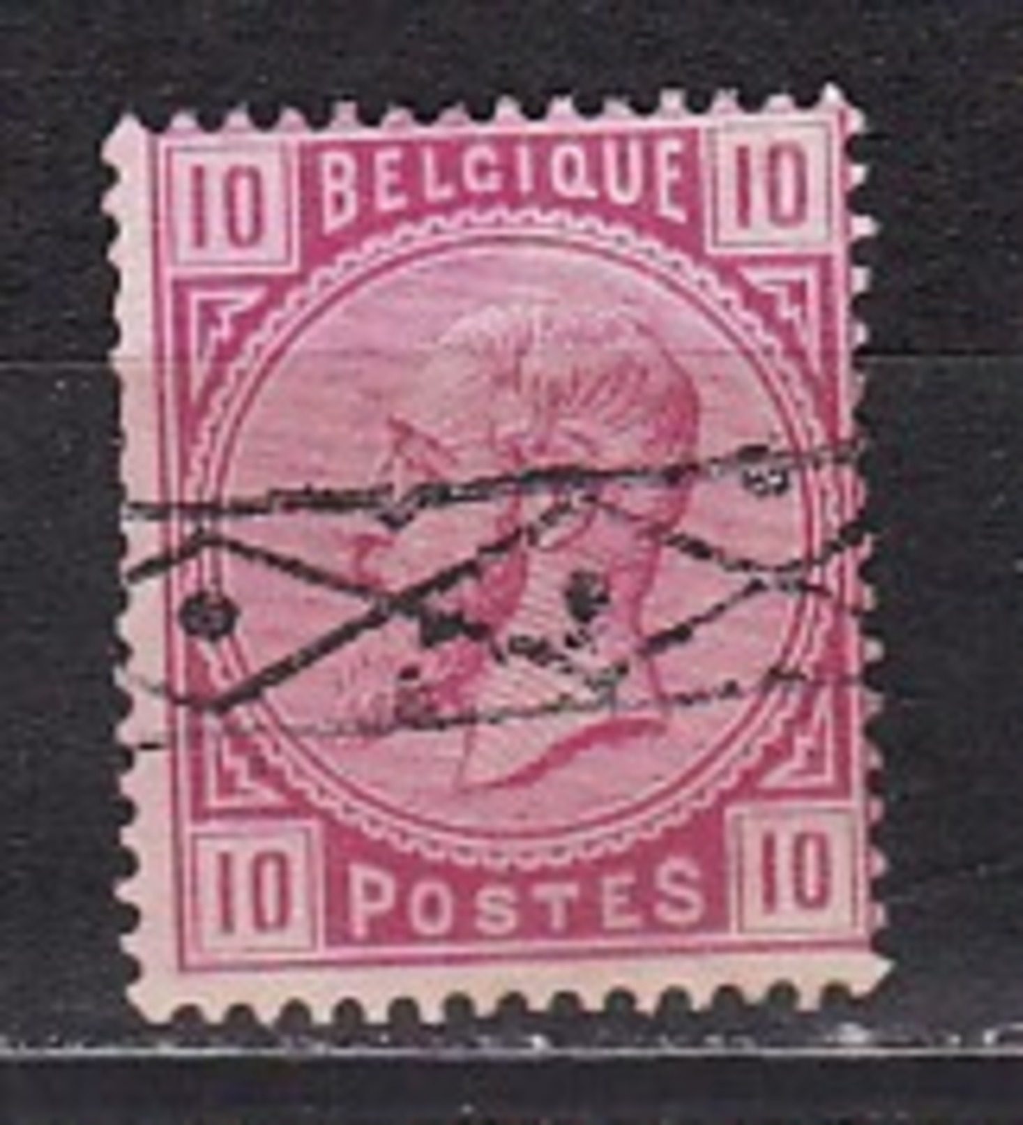 BELGIQUE - N°Y&T - 38 - 10c  Rose   - Leopold II  - Oblit Lineaire CE - 1883 Léopold II